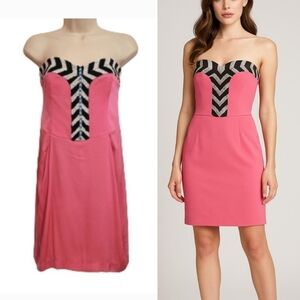 Mara Hoffman Silk Blend Beaded Strapless Mini Dress Pink 4